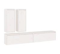 Roanoer Mueble para TV (4 piezas, madera maciza de pino), color blanco | Modernos tableros bajos para montaje en pared para salas de estar y habitaciones juveniles crean un valioso espacio de suelo