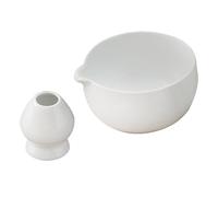 RoaQinFo 2 Piezas Tazón de Matcha Soporte para Cerámica Herramienta Tradicional para Té con y Chasen Stand Adecuado para Uso en Hogar Preparación, blanco, tal como se describe