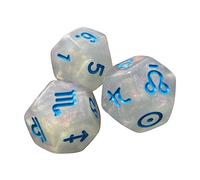 RoaQinFo 3 Dados Poliédricos, Dados de 12 Caras para Juegos de Fiesta, Juguetes Acrílicos para Enseñar Matemáticas, Dados de Astrología, Dados de Juego de Múlt, Blanco y azul, tal como se describe