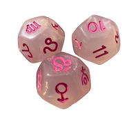 RoaQinFo 3 Dados Poliédricos, Dados de 12 Caras para Juegos de Fiesta, Juguetes Acrílicos para Enseñar Matemáticas, Dados de Astrología, Dados de Juego de Múlt, claro y rosa, tal como se describe