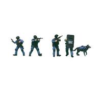 RoaQinFo 4 Piezas de Figuras en Miniatura de del Equipo SWAT a Escala 1/64. Figuritas de en Miniatura, Pequeños Adornos para Maquetas Y Decor, con Perro