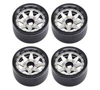 RoaQinFo 4 Piezas Ruedas de Coche Juguete para RC Llantas de Aluminio para Vehículos Radiocontrolados 1/10 Repuestos Resistentes y Portátiles Instalación, Plata