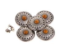 RoaQinFo 5 Piezas Botones Vintage Tornillo Botones Monedero Botones Redondos Botones Flor Turquesa Aleación Decorativa Larga Vida Adecuado para Bolsos, Naranja, Tal como se Describe