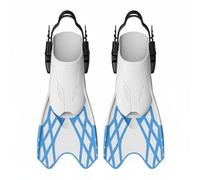RoaQinFo Aletas de Natación Aletas Buceo Flippers Patas de Rana Ajustables con Hebillas Mejoradas Quilla de Alto Rendimiento y Materiales PP y Adecuado para , Blanco+Azul , S-MD 26-37