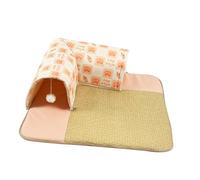 RoaQinFo Alfombrilla para Cama de Gato, Moldeada en Forma de L, Multiusos, Práctica, Reversible, con Doble Abertura, Lavable, con Cojín, para Jaula, Naranja, 60x60x20cm