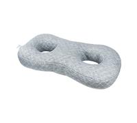 RoaQinFo Almohada de Soporte Suave, Protector de Cuello, Almohada con Orificios para Las Orejas para Un Sueño Reparador, Cuadrícula Gris, tal como se describe