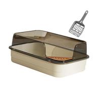 RoaQinFo Arenero Abierto, Arenero con Pala para Arena, Caja de Arena, Recipiente con para Todo Tipo de Arena para Gatos, Blanco