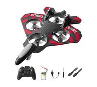 RoaQinFo Avión Teledirigido RC Avión Drone Juguete Volador Exterior Planeador para con Luces Nocturnas Material Ligero Bajo Ruido, Rojo con 1 Batería