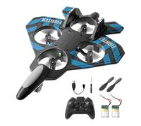 RoaQinFo Avión Teledirigido RC Avión Drone Juguete Volador Exterior Planeador para con Luces Nocturnas Material Ligero Bajo Ruido, Azul con 2 Batería