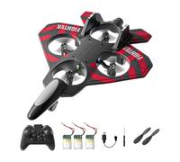 RoaQinFo Avión Teledirigido RC Avión Drone Juguete Volador Exterior Planeador para con Luces Nocturnas Material Ligero Bajo Ruido, Rojo con 3 Pilas