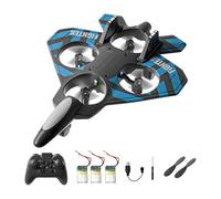 RoaQinFo Avión Teledirigido RC Avión Drone Juguete Volador Exterior Planeador para con Luces Nocturnas Material Ligero Bajo Ruido, Azul con 3 Pilas