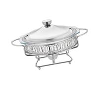 RoaQinFo Calentador de Alimentos para Buffet, Recipiente para Mantener La Comida Caliente, Juego de Buffet, Utensilios de Servicio Portátiles Y Estables, Conte, Plata, Individual