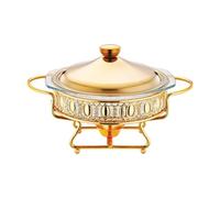 RoaQinFo Calentador de Alimentos para Buffet, Recipiente para Mantener La Comida Caliente, Juego de Buffet, Utensilios de Servicio Portátiles Y Estables, Conte, Oro, Individual