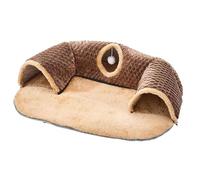 RoaQinFo Cama 2 en 1 para Gatos, Alfombra para Gatos, Centro de Juego Cómodo para Ejercicio, Alfombra para Gatos de Interior, Conejos Y, Brown L