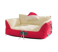 RoaQinFo Cama para Gatos, caseta para Perros pequeños, Suministros para perreras, Cama única para Mascotas, Entretenimiento Desmontable con Pajarita, casa para, Rojo 60x40x30cm