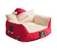 RoaQinFo Cama para Gatos, caseta para Perros pequeños, Suministros para perreras, Cama única para Mascotas, Entretenimiento Desmontable con Pajarita, casa para, Rojo 50x35x25cm
