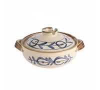 RoaQinFo Cazuela Recipiente para Calentar y Cocinar Arcilla Espodumena Patrón Pintado con Agarre Cómodo Adecuada para Uso Culinario, 0.8L, Karakusa