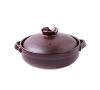 RoaQinFo Cazuela Recipiente para Calentar y Cocinar Arcilla Espodumena Patrón Pintado con Agarre Cómodo Adecuada para Uso Culinario, 2.2L, Reducción