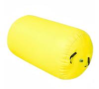 RoaQinFo Colchoneta de Gimnasia Inflable Rodillo Air Barrel Cilindro de Entrenamiento Cojín de Impacto con Superficie Suave Protectora Diseño Portátil y Ligero, Amarillo, 09x1m Eu Elec Pump