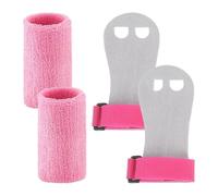 RoaQinFo Conjunto de Muñequeras con Agarres de Gimnasia para Niños, Agarres Deportivos de Gimnasia, Protección para La Palma de La Mano para Correr, Ejercicios, L, Rosa