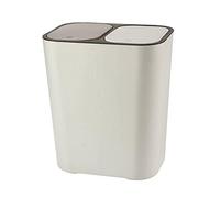 RoaQinFo Cubo de Basura Doble de 15 Litros para Residuos Secos Y Húmedos, con Tapa de Resorte, Clasificador de Basura para Cocina, Vehículo, Baño, Of, Blanco
