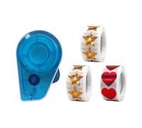 RoaQinFo Dispensador Manual de Pegatinas para con Pegatinas de Y Corazón, Sencillo, Material Escolar para Tablas de Comportamiento, Azul