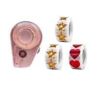 RoaQinFo Dispensador Manual de Pegatinas para con Pegatinas de Y Corazón, Sencillo, Material Escolar para Tablas de Comportamiento, Rosa