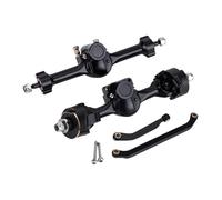 RoaQinFo Ejes Delanteros Y Traseros RC de Repuesto, Conjunto de Accesorios de Aleación de Aluminio de Alto Rendimiento con Manguetas de Dirección para Coches R, Negro