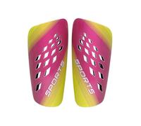 RoaQinFo Espinilleras Infantiles Fútbol Protectores Pierna Placas Tibiales Pantorrilla Carcasa Dura PP con Acolchado EVA Amortiguador y Ajuste Diseño, Ros Amarillo, L