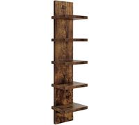 RoaQinFo Estantería de Pared de Madera de 5 Niveles, Librería Multifuncional para Accesorios Pequeños, Instalación Rápida, 18,3 X 14 X 78 Cm, MarrÓn