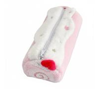 RoaQinFo Estuche Peluche Escolar Tipo Pastel Enrollado con Interior Organizado y Cremallera con Adorno Estructura Resistente y Sensación Acolchada Adecuado para Niños Aula Papelería Cumpleaños, Rosa