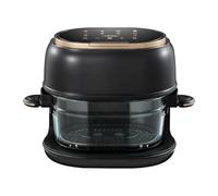 RoaQinFo Freidora de Aire de Vidrio, Capacidad de 4 Litros, Compacta, Antiadherente, Requiere Menos Aceite, Pantalla Táctil Digital, Diseño de Bandeja Larga Pa, Negro, tal como se describe