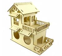 RoaQinFo Hamster para Hámster Centro Lúdico de Madera Trayecto con Túneles y Pelota Plataformas para Trepar y Vigilar Adecuado para Jaulas y de Juego en Casa, Cas Villa