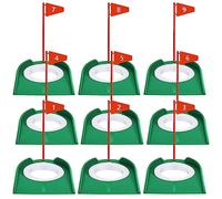 RoaQinFo Juego de 9 Piezas de Hoyos Y Banderas para Putt de Golf, Ayuda para Entrenamiento de Putt en Todas Las Direcciones, Hoyo de Entrenamiento para Putt en, Bandera roja