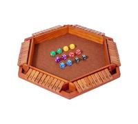 RoaQinFo Juego de Dados de Madera para 6 Jugadores, Rompecabezas Caja para Reuniones, MarrÓn