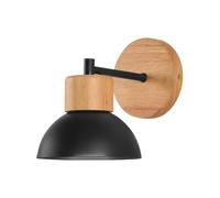 RoaQinFo Lámpara de Pared para El Hogar, Apliques de Metal Y Madera, Iluminación de Pared Moderna, Casquillo E27 Minimalista para Granero, Pasillo, Cocina, Sal, negro