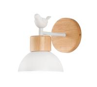 RoaQinFo Lámpara de Pared para El Hogar, Apliques de Metal Y Madera, Iluminación de Pared Moderna, Casquillo E27 Minimalista para Granero, Pasillo, Cocina, Sal, Blanco con Pájaro