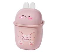 RoaQinFo Mini Cubo de Basura de Escritorio con Forma Original Y Tapa Abatible para Oficina Y Baño, Rosa, Individual