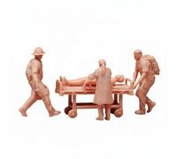 RoaQinFo Miniatura Coleccionable Figuras Equipo de Emergencias Diorama Realista con Camilla Personal Médico y Apoyo Resina Pintada Escala 1/64 Adecuada para, Sin Pintar Requiere Colorear