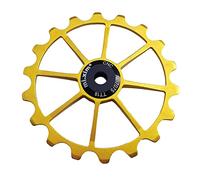 RoaQinFo Rueda Dentada de Aluminio de 18 Dientes con Rodamiento Cerámico Sellado, Rodillo Guía para Desviador Trasero de Bicicleta con Tubos Adaptadores para O, de Oro