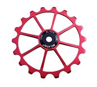RoaQinFo Rueda Dentada de Aluminio de 18 Dientes con Rodamiento Cerámico Sellado, Rodillo Guía para Desviador Trasero de Bicicleta con Tubos Adaptadores para O, Rojo