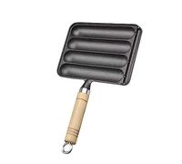 RoaQinFo Sartén para Asar, Sartén para Asar Corn Dogs, Sartén Antiadherente Sin Revestimiento, 4 Rejillas, Prensador Dogs, Sartén para Asar H, Piazza, Individual