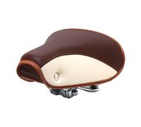 RoaQinFo Sillín de Bicicleta Vintage de Cuero Sintético PU, Asiento Ancho Acolchado, Amortiguador, Impermeable, con Remaches Y Resortes, Cómodo, Adecuado para, MARRÓN