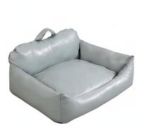 RoaQinFo Sofá Cama Sintético para Gatos y Perros Pequeños Cama Diván Sillón Apariencia Elegante en Símil Cuero Relleno Que No Se, Gris Elegante, S hasta 3.2 Kg Perros/hasta 4.5 Kg Gatos