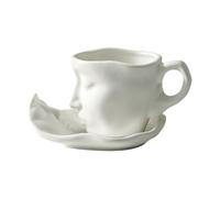RoaQinFo Taza de Café de Cerámica con Diseño Creativo en Forma de Rostro Humano para Bebidas Calientes y Frías Adecuada para Oficina Hogar Estudio, blanco, tal como se describe