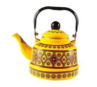 RoaQinFo Tetera Esmaltada de 2,5 L, Fácil de Limpiar, Ideal para Cocina Al Aire Libre, Senderismo, Camping Y Viajes, Estilo Amarillo a, Individual