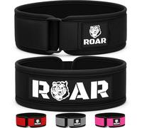 Roar® Cinturón Lumbar Gimnasio, Cinturon Gimnasio Hombre y Mujer, Cinturon Halterofilia, Powerlifting, Levantamiento Peso, Musculacion, Cinturon Gym Hombre, Cinturon Pesas (Negro, L)