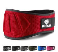 Roar® Cinturón musculación para entrenamiento de Levantamiento de peso, Powerlifting Halterofilia Pesas Gimnasio (Rojo, M)
