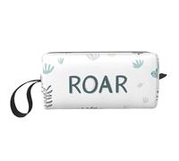 Roar Dino - Bolsa de maquillaje resistente al agua, organizador de artículos de aseo de viaje para mujeres y hombres, bonita bolsa de almacenamiento de cosméticos de dinosaurio con cremallera, bolsa