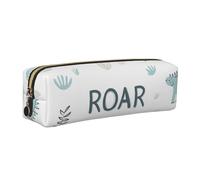 Roar Dino - Estuche para lápices para niños y niñas, bonito estuche de piel de dinosaurio para escuela, oficina, viajes, organizador portátil de papelería, bolsa de maquillaje, Cremallera dorada